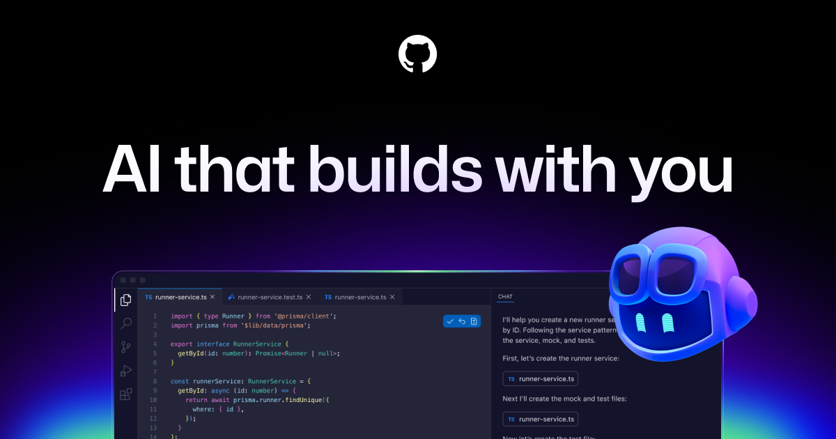 GitHub Copilotの公式イメージ。IDE内でコード補完を行うAI支援