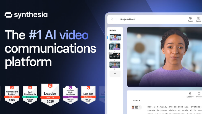 Synthesia公式のAIアバター動画プラットフォームイメージ
